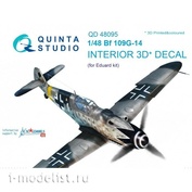 QD48095 Quinta Studio 1/48 3D Декаль интерьера кабины Bf 109G-14 (для модели Eduard)