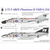 UR7240 UpRise 1/72 Декали для F-4B/N Phantom-II VMFA-314