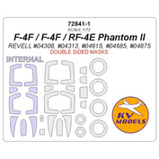 72841-1 KV Models 1/72 F-4F / F-4F / RF-4E Phantom II (REVELL #04308, #04313, #04615, #04685, #04875) - (Двусторонние маски) + маски на диски и колеса