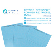 QRV-048 Quinta Studio 1/48 Клепочные ряды: прямоугольники и овалы (размер клепки 0.15 mm, интервал 0.6 mm, масштаб 1/48), белые