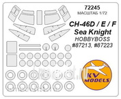 72245 KV Models 1/72 Маска для CH-46 Sea Knight (все модификации), маски на диски и колеса