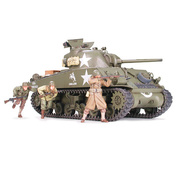 35250 Tamiya 1/35 M4A3 Sherman American tank, with 75mm gun. 1944. Includes four shapes and three decal options.