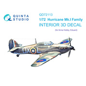 QD72113 Quinta Studio 1/72 3D Декаль интерьера кабины для семейства Hurricane Mk.I (Arma Hobby)