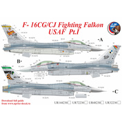 UR48230 UpRise 1/48 Декаль для F-16CG/CJ Fighting Falcon USAF Pt.1, с тех. надписями, FFA (удаляемая лаковая подложка)