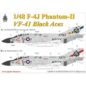 UR489 Sunrise 1/48 Decal for F-4J Phantom-II VF-41, without those. inscriptions