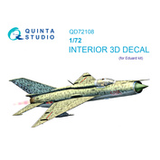 QD72108 Quinta Studio 1/72 3D Декаль интерьера кабины MiGG-21ПФМ с бирюзовыми панелями (Eduard)
