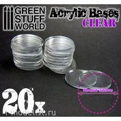 9293 Green Stuff World Акриловое основание, круглое, 32 мм - прозрачное / Acrylic Bases - Round 32 mm CLEAR