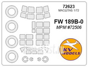72623 KV Models 1/72 Набор окрасочных масок FW-189B-0 + маски на диски и колеса