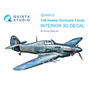 QD48410 Quinta Studio 1/48 3D Декаль интерьера кабины семейства Hurricane (Arma Hobby)