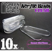 9298 Green Stuff World Акриловое основание, овальное, 25x70 мм - прозрачное / Acrylic Bases - Oval Pill 25x70mm CLEAR