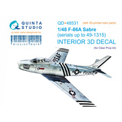 QD+48531 Quinta Studio 1/48 3D Декаль интерьера для F-86A Sabre (Clear Prop) (с 3D-печатными деталями)