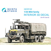 QD35122 Quinta Studio 1/35 3D Декаль интерьера кабины для семейства M54 (AFV club)