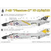 URS723 Sunrise 1/72 Decal for F-4B Phantom-II VF-21/VF-84/VF-103, without stencil