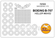 72103 KV Models 1/72 Набор окрасочных масок для BOEING B-707 + маски на диски и колеса