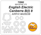 72992 KV Models 1/72 Маска для English Electric Canberra B(I) 8 (AIRFIX #A05038) + маски на диски и колеса