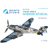 QD48103 Quinta Studio 1/48 3D Cabin Interior Decal Bf 109G-6 (for Tamiya model)
