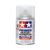 87152 Tamiya Colorless primer spray (100ml) for nylon and polypropylene products (tank trucks, machine disks, etc.).)