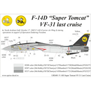 URS481 UpRise 1/48 Декали для F-14D Tomcat VF-31 Last Cruise, с тех. надписями