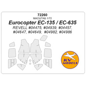 72260 KV Models 1/72 Набор окрасочных масок для остекления модели Eurokopter EC-135