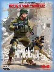 16102 ICM 1/16 IDF K-9 unit Officer with dog