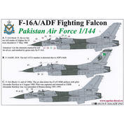 UR144154 Sunrise 1/144 Decals for F-16A/ADF PAF, Rutskoy Su-25 and Afghan Su-22 killer