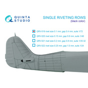 QRV-019 Quinta Studio 1/72 Single riveting rows (riveting size 0.10 mm, interval 0.4 mm), black, total length 6.7 m