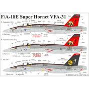 URS3221L Sunrise 1/32 Decal for F/A-18E Super Hornet VFA-31 CAG