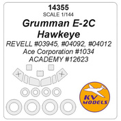 14355 KV Models 1/144 Маска окрасочная для Grumman E-2 Hawkeye + маски на диски и колеса