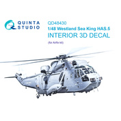 QD48430 Quinta Studio 1/48 3D Декаль интерьера кабины Westland Sea King HAS.5 (Airfix)