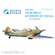 QD32046 Quinta Studio 1/32 3D Декаль интерьера кабины Bf 109G-10 (для модели Трубач)