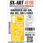 48198 SX-Art 1/48 Окрасочная маска Harrier AV-8A, AV-8S, GR1/GR3 (Kinetic) (Ammo) двусторонняя