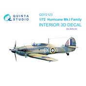 QD72123 Quinta Studio 1/72 3D Декаль интерьера кабины для семейства Hurricane Mk.I (Airfix)
