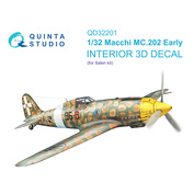 QD32201 Quinta Studio 1/32 3D Декаль интерьера кабины Macchi MC.202 Folgore ранний (Italeri)