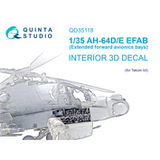 QD35118 Quinta Studio 1/35 3D Декаль интерьера кабины AH-64D Расширенные передние отсеки авионики (Takom)