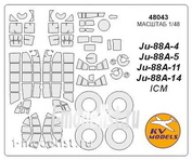 48043 KV Models 1/48 Набор окрасочных масок для Ju-88A-1 / A-4 / A-5 / A-14 + маски на диски и колеса
