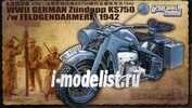 L3524 Great Wall Hobby 1/35 Германский мотоцикл Zundapp Ks 750 w/feldgendarmerie (1942)