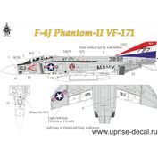 UR3210 Sunrise 1/32 Decal for F-4J Phantom-II VF-171, since then. inscriptions, FFA (removable lacquer substrate)