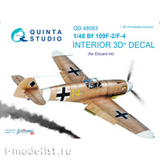 QD48083 Quinta Studio 1/48 3D Декаль интерьера кабины Bf 109F-2/F-4 (для модели Eduard)