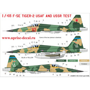 UR4893 Sunrise 1/48 Decal for F-5E Tiger-II USSR Test, since then. inscriptions