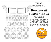 72596 KV Models 1/72 Набор окрасочных масок для остекления модели Beechcraft 1900С / С-12J Huron + маски на диски и колеса