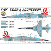 UR144103 Sunrise 1/144 Decals for F-5F Tiger-II Aggressor VFC-111, since then. inscriptions