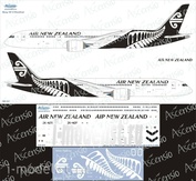 789-005 Ascensio 1/144 Scales the Decal on the plane Boeng 787-9 (Air New Zealand(Black-White))