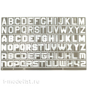 3811 JAS Трафарет буквы, латинский алфавит, 78 символов