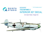 QD32052 Quinta Studio 1/32 3D Декаль интерьера кабины Bf 109E-3 (для модели Cyber-hobby/Dragon)