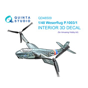 QD48509 Quinta Studio 1/48 3D Декаль интерьера кабины Weserflug P1003.1 (Amusing hobby)