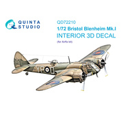 QD72210 Quinta Studio 1/72 3D Декаль интерьера кабины Bristol Blenheim Mk.I (Airfix)