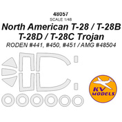 48257 KV Models 1/48 Paint Mask for North American T-28/ T-28B/ T-28D/ T-28C Trojan + masks for wheels and wheels