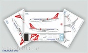 738MAX-003 Ascensio 1/144 Декаль на самолёт Боеiнг 737-8 MAX (Turkis AirIines)