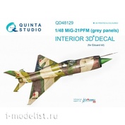 QD48129 Quinta Studio 1/48 3D Декаль интерьера кабины МiGG-21ПФМ (серые панели) (для модели Eduard)
