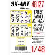 48127 SX-Art 1/48 Окрасочная маска Fairey Gannet AS.1/AS.4 опознавательные знаки (Airfix)